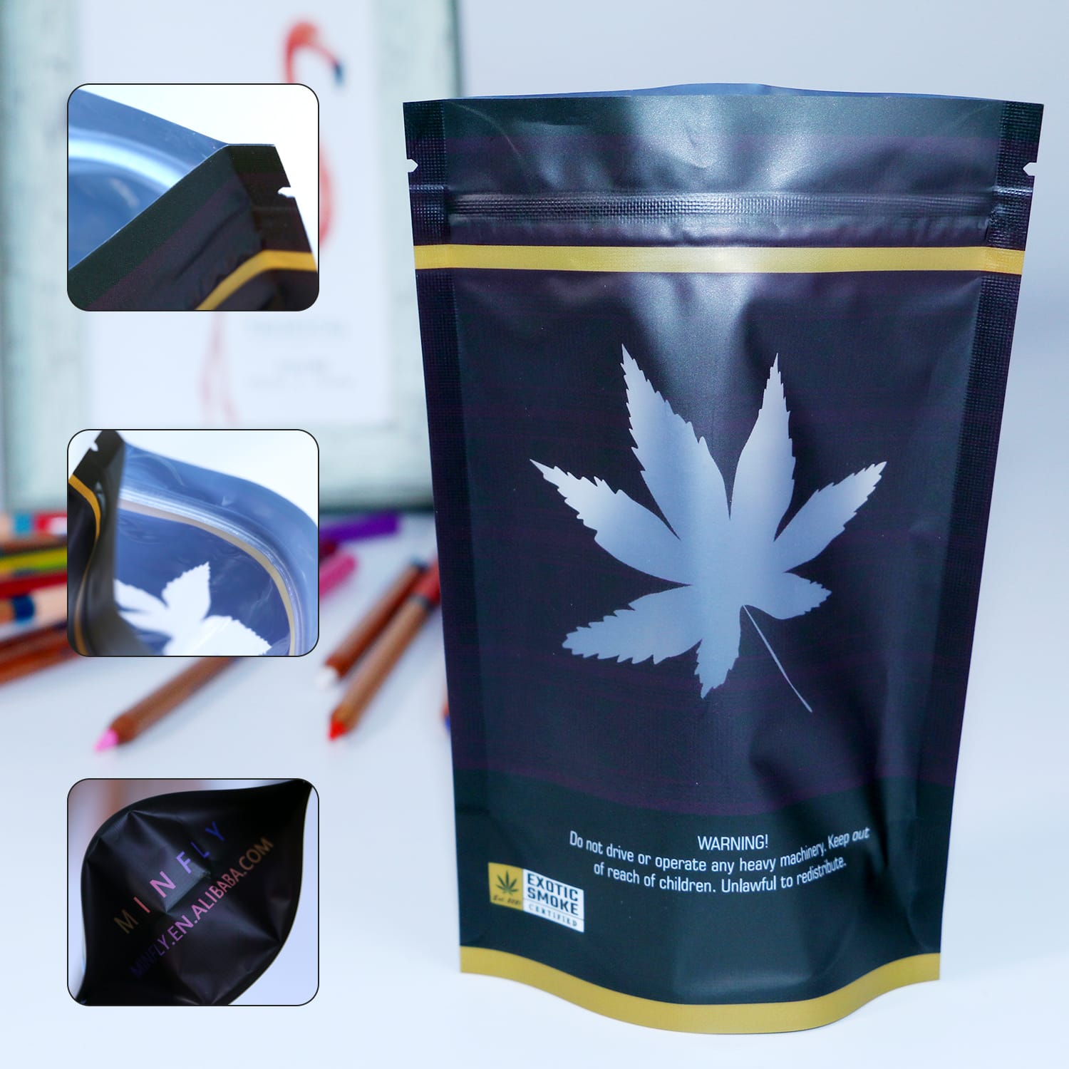 Kohandatud kanepi üheannuseline pakend kotid kotid Weed Marihuaana kotid