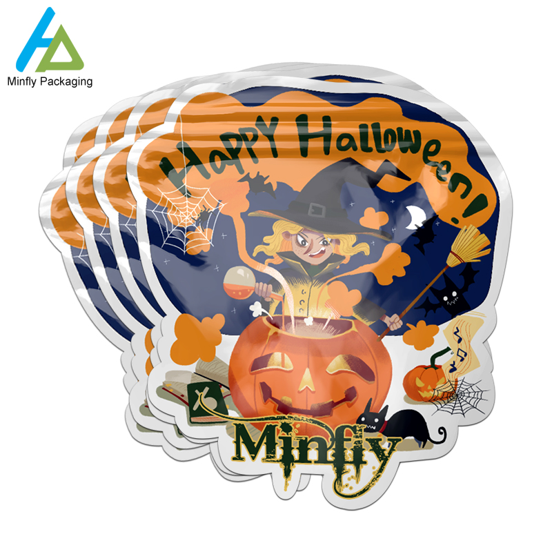 Halloween ဒီဇိုင်း-စိတ်ကြိုက်ပုံသဏ္ဍာန်ပုံနှိပ်ထားသောအိတ် pouches-minfly1