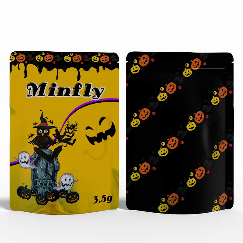 Halloweeni disainiga kohandatud trükitud püstised kotid kotid-minfly50