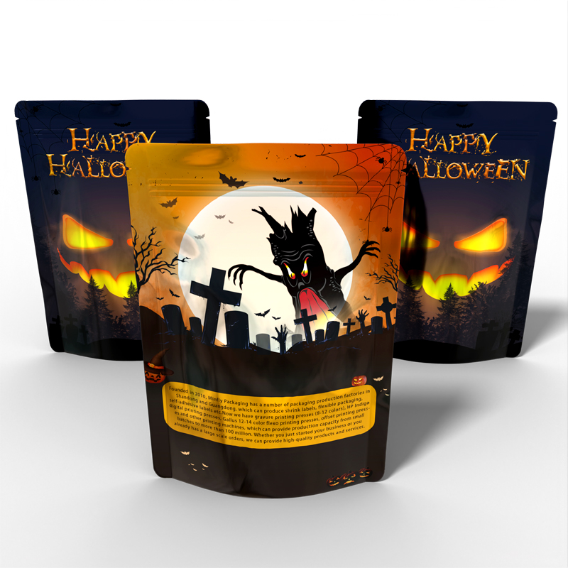 Halloween ဒီဇိုင်း-စိတ်ကြိုက်ရိုက်နှိပ်ထားသော မတ်တပ်ရပ်အိတ်များ-minfly65